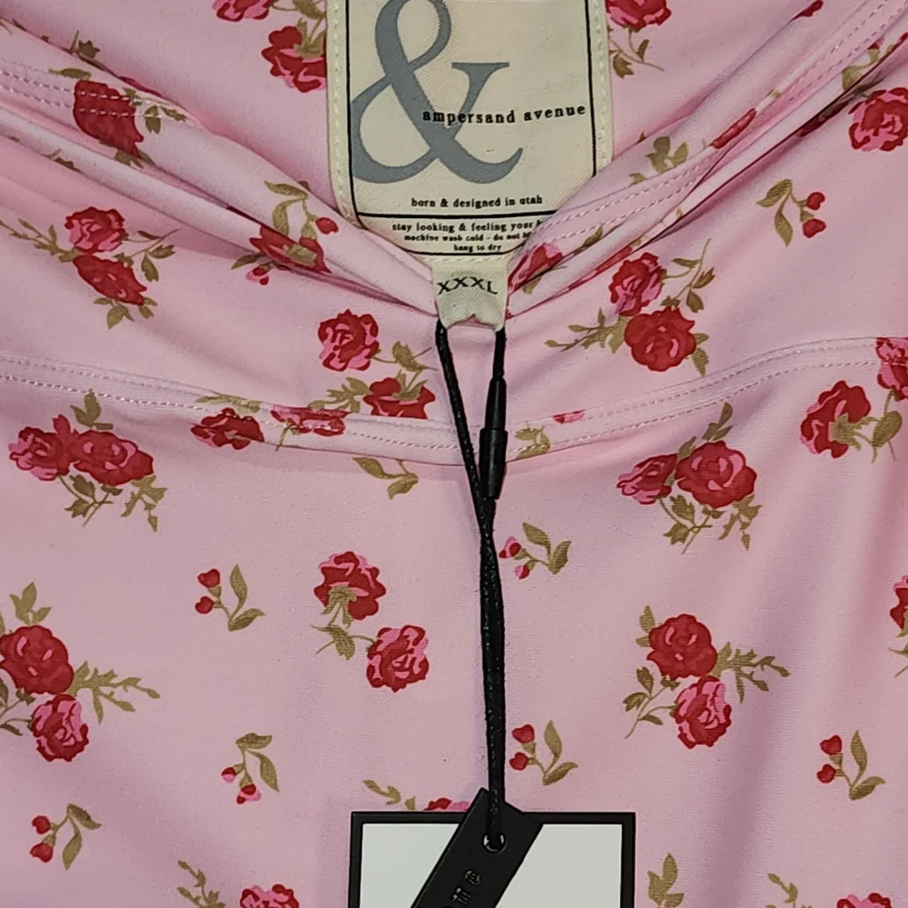 NWT Ampersand Pastel Pink Floral Leggings Balletcore Y2K Athleisure Size XL & 3X - Picture 4 of 16